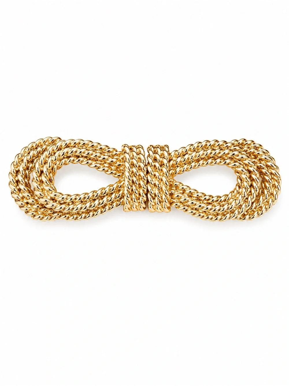 Gold-Tone Rope Bow Clip Belt Buckel Vintage